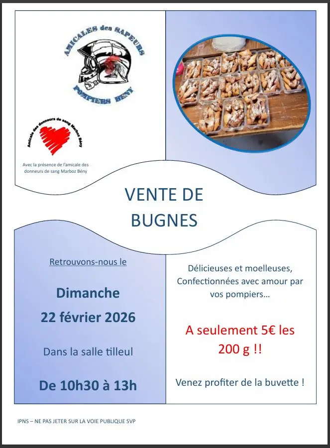 Pompiers Vente Bugnes 2026